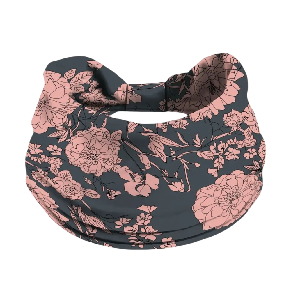 Boho Floral Headband Gray Vintage Flower Hair Wrap Cottagecore Accessories